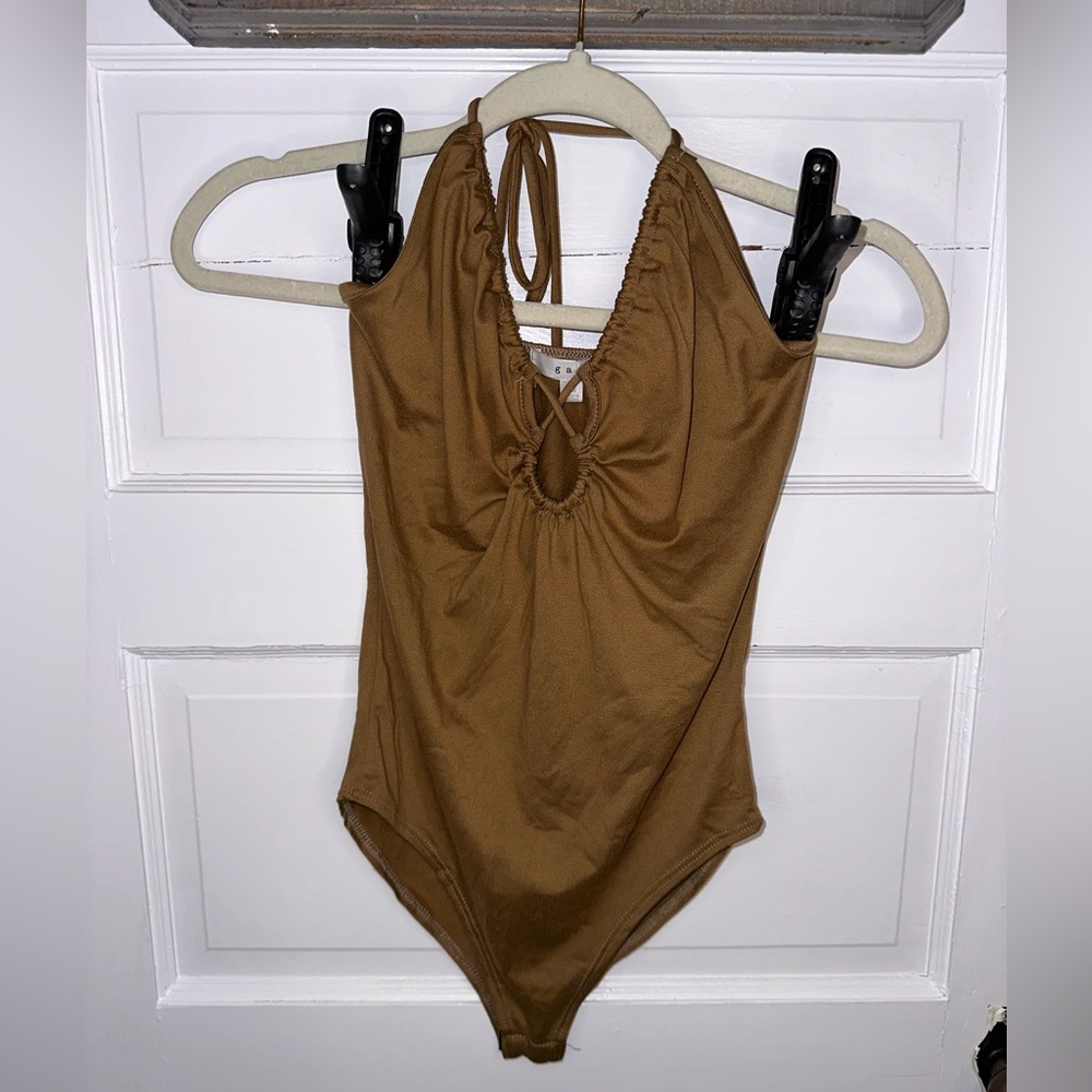 Brown Sleeveless Body Suit with cut out